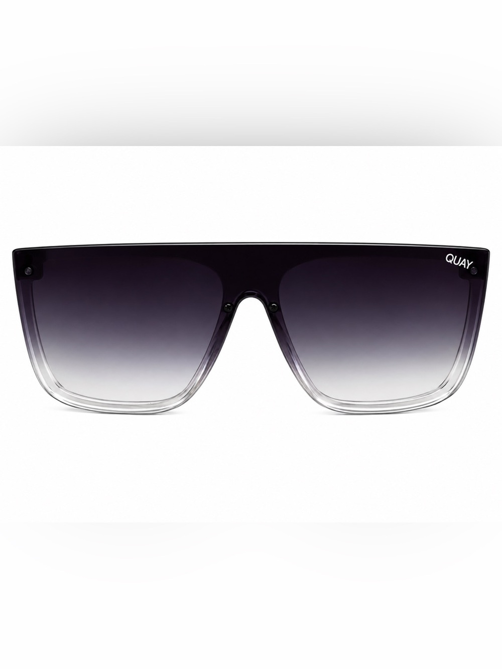 QUAY Australia Oversized Shield Sunglasses Black Fade Clear Gradient